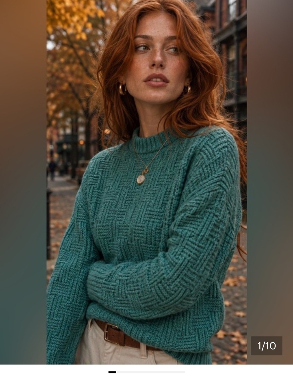 Prana Teal Textured Crewneck Sweater